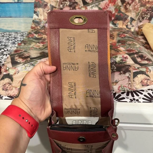 Anuschka Red Leather Crossbody Bag - Picture 5 of 8